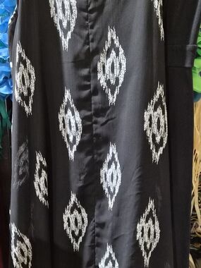 Charlies Black Maxi Skirt with White Ikat Motif